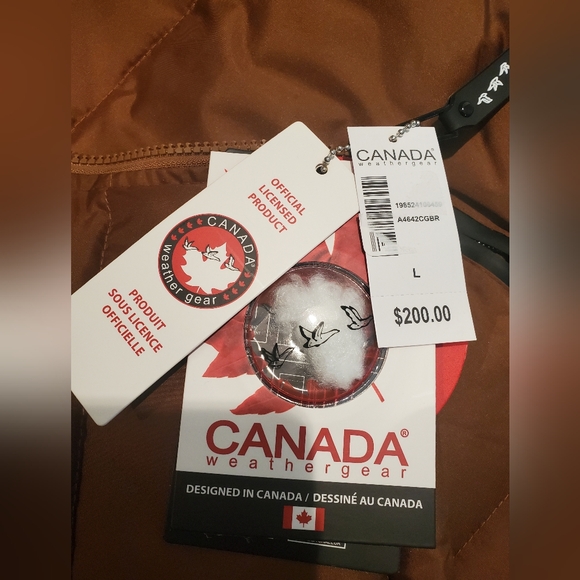 Canada Weather Gear Brown Hooded Puffer Jacket Mens - Picture 12 of 12